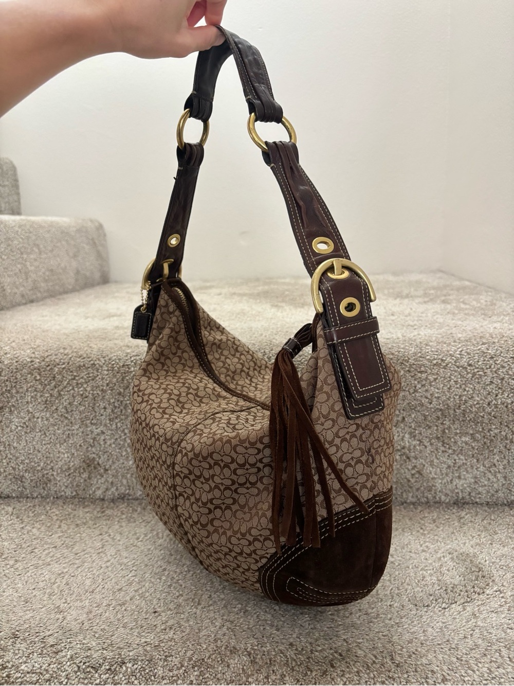 Vintage Y2K COACH Signature C Monogram Soho Hobo Shoulder Bag